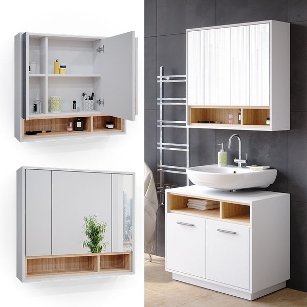 Badspiegelschrank Beatrice Weiß 80 x 72 cm Vicco Bild 2