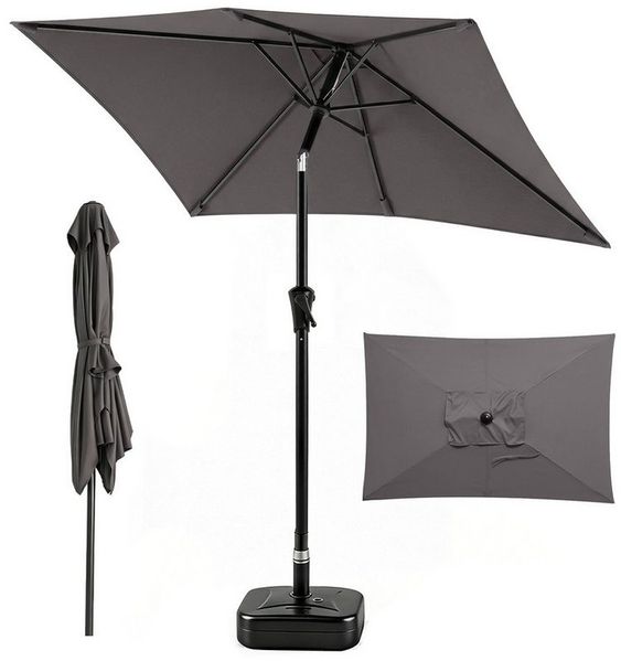 SUNULA Sonnenschirm Marktschirm Neigbar mit Kurbel Gartenschirm Outdoor Wetterfest, LxB: 300x200 cm, sonnenschirm 300x200, 30° knickbar, UV 50+, für Garten, Terrasse