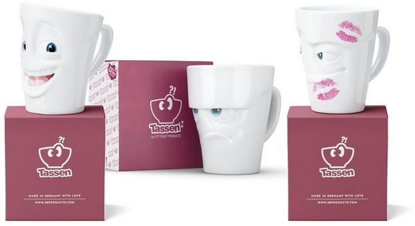 FIFTYEIGHT PRODUCTS Becher Set 3-tlg. 350 ml Movie Edition, Porzellan, Geschenk-Set Witzig Grummelig Geküsst