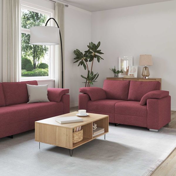 vidaXL Sofa 3 pcs Wind Rot 219 x 80 x 82 cm Leinenmischgewebe 3324661