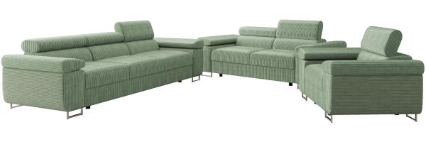 Sofa Set Torezio Cord 3+2+1 mit Einstellbare Kopfstützen (Poso 47)