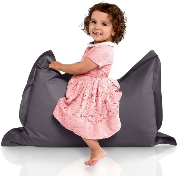 Green Bean® Kinder-Sitzsack 70x100cm & 70 Liter EPS-Perlen Füllung - Indoor & Outdoor Bean Bag Sitzkissen - Anthrazit