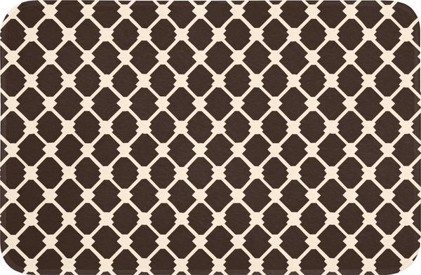 OnlyWow Badematte Braun - Schachbrettmuster - Geometrisch, Höhe 10 mm, Polyester, Rechteckig, Badezimmerteppich, Badteppich, Rutschfest, Badvorleger, Waschbar