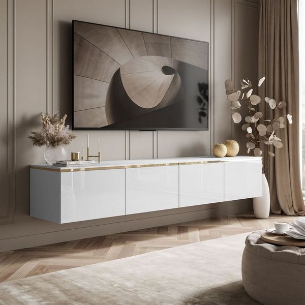 ALLHOUSE24 Lowboard NELLY 200 cm Hängeschrank TV Schrank mit LED Bleuchtung, Breite 200 cm