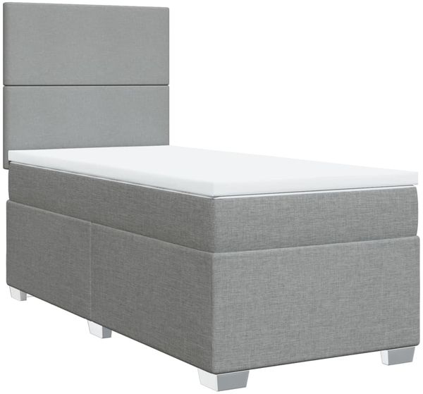 vidaXL Boxspringbett mit Matratze Hellgrau 80x200 cm Stoff 3292608 Bild 3