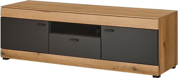 Home affaire Lowboard Soleto, moderner TV-Schrank, Kommode, TV-Unterschrank, zeitlos, schwarze Griffe aus Metall, ausreichend Stauraum