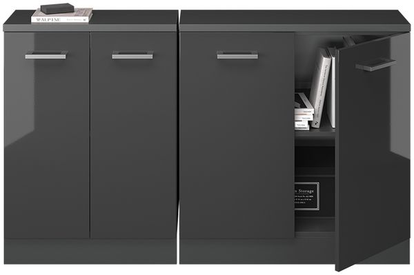 Küchenschrank für Dachschrägen R-Line Anthrazit Hochglanz 140 cm 2er Set Schrankkorpuss 60 cm Tiefe Vicco Bild 5