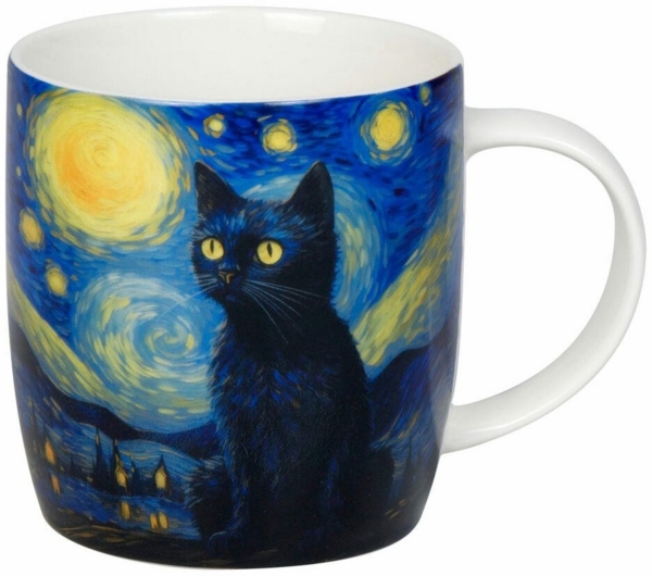 KÖNITZ 1172752918 Becher Arty Animals - Van Gogh's Cat 400 ml aus Bone China Porzellan / Katze