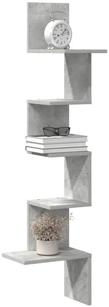 vidaXL Wand-Eckregal Betongrau 32x32x127,5 cm Holzwerkstoff 860520