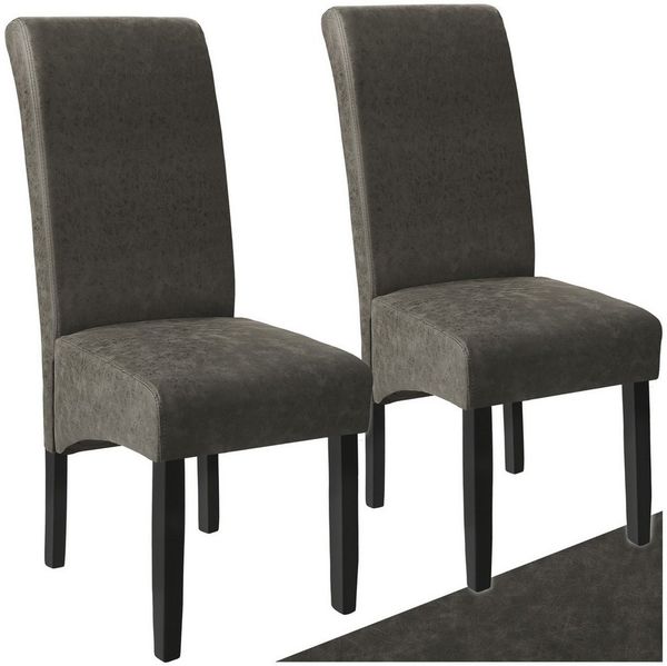 tectake Esszimmerstuhl (2er Set, 2 St), gepolstert mit Kunstlederbezug