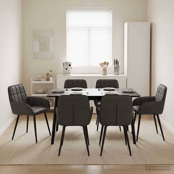 vidaXL Esszimmerstühle 6 pcs Kunstleder Schwarz 57 x 50 x 85 cm 3428189