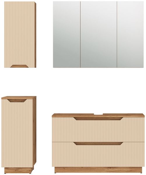 Badmöbel-Set Lotta Eiche/Kaschmir gestreift 4 Teile Vicco