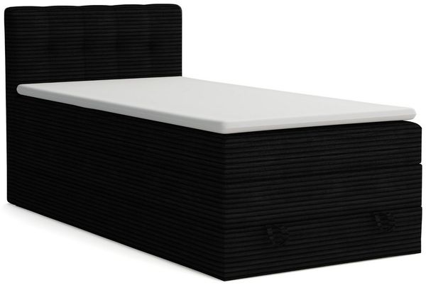 Deine Möbel 24 Boxspringbett JUNG 2 Polsterbett Komplettbett Hotelbett Cord-Stoff inkl. Topper (für Jugendliche Jugendbett Cord Beige Creme Grau Schwarz Anthrazit, 3-St, Bonellfederkernmatratze H3 Taschenfederkernmatratze H4), 90x200 100x200 120 cm Ein...