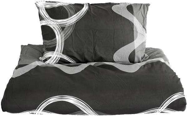 2 Tlg. Bettwäsche mit Reißverschluss in Grau Bettbezug 135x200 cm mit Kissenbezug 80x80 cm