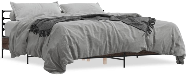 vidaXL Bettgestell Braun Eichen-Optik 200x200 cm Holzwerkstoff Metall 3280066