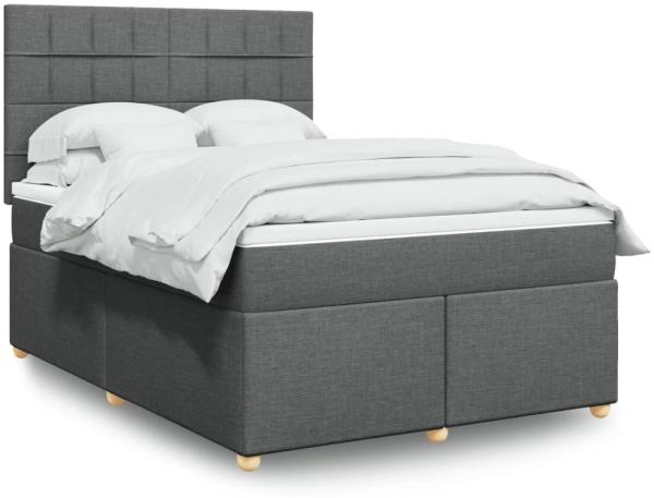 vidaXL Boxspringbett mit Matratze Dunkelgrau 160x200 cm Stoff 3293632