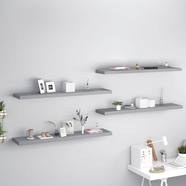 vidaXL Schwebende Wandregale 4 Stk. Grau 120x23,5x3,8 cm MDF 323864