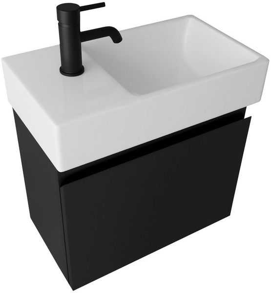 Alpenberger Badmöbel-Set - Waschbecken mit Unterschrank - Badschrank Komplett Vormontiert, (2-tlg, Vormontiertes Badezimmermöbel 45 cm Breit), Hochwertiges Keramik Aufsatzbecken & Stauraum Schrank