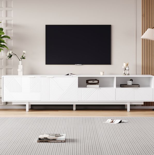 TV-Schrank 200x40x51 cm – Moderner minimalistischer TV-Ständer in Weiß