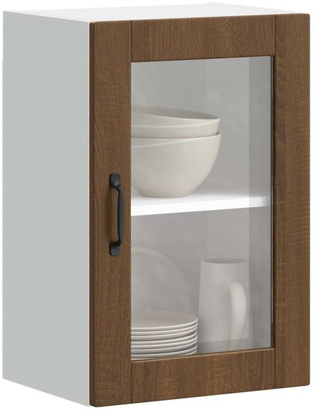 vidaXL Küchen-Hängeschrank mit Glastür Porto Braun Eichen-Optik 854014
