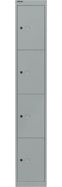 Bisley Schließfachschrank Office, 1 Abteil, 4 Fächer, T 305 mm, Farbe silber