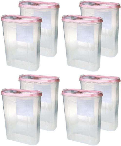 Vorratsdosen mit Deckel 2,8 Liter ( 8er Pack / Altrose ), Luftdicht Schüttdose BPA frei, Vorratsbehälter Set - Frischhaltedosen Klappdeckel