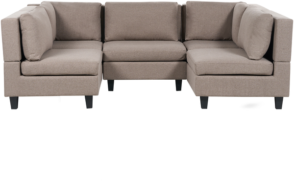 Beliani 'Unstad' Sofa, Braun, Leinenoptik, 72 x 76 x 228 cm, ohne Ottomane, U-Form