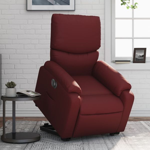 vidaXL Relaxsessel mit Aufstehhilfe Elektrisch Weinrot Kunstleder 3204904