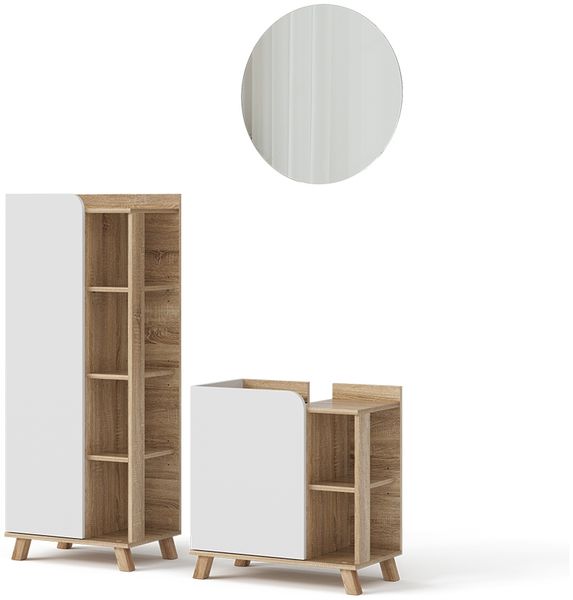 Badmöbel-Set Karen Sonoma/Weiß 3 Teile Vicco