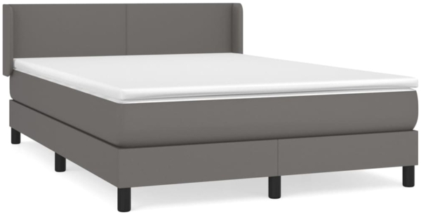 vidaXL Boxspringbett mit Matratze Grau 140x190 cm Kunstleder 3130659
