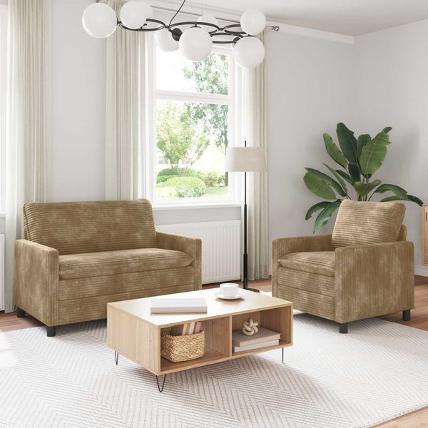 vidaXL Sofa Set 2 pcs Taupe Polyester 3417058