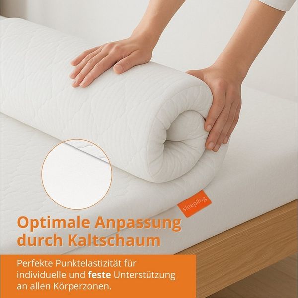 sleepling, Topper aus Kaltschaum, orthopädische Matratzenauflage, 6 cm hoch, Kaltschaum, Matratzentopper, Boxspringmatratzen und Boxspringbett geeignet