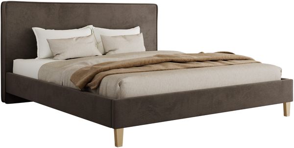 Design Polsterbett LUMARO CLASSIC 200 x 200 cm mit Lattenrost & 12cm hohen Füßen, Doppelbett mit Kopfteil, Konfigurierbar - Braun Velvet Bild 4