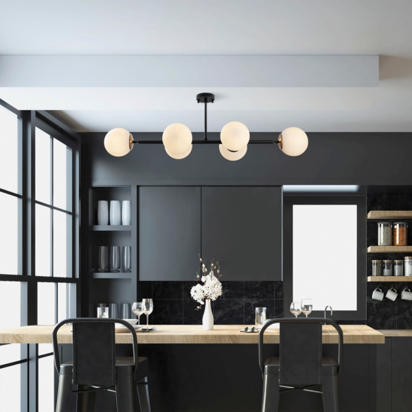 Kronleuchter, 'Fazli', 35 x 110 x 40, Schwarz, Antiquität, Creme