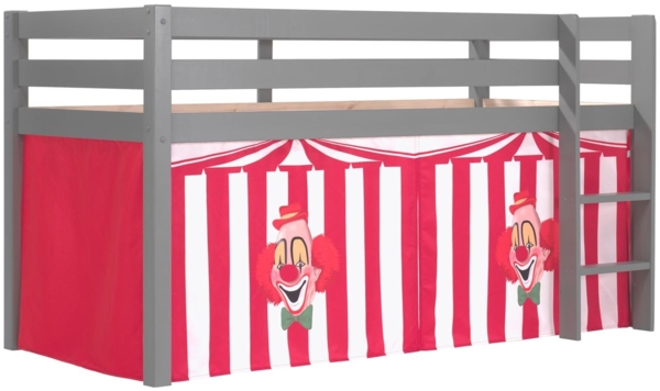 Kinderbett Karolina 210x114x106 Massivholz Grau Textilset Zirkus