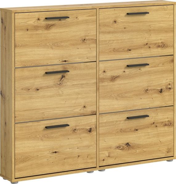 Stella Trading SAM Schuhkipper in Artisan Eiche Optik - Praktisches Schuhregal Schuhschrank zur platzsparenden Aufbewahrung von Schuhen - 116 x 103 x 17 cm (B/H/T) Bild 2