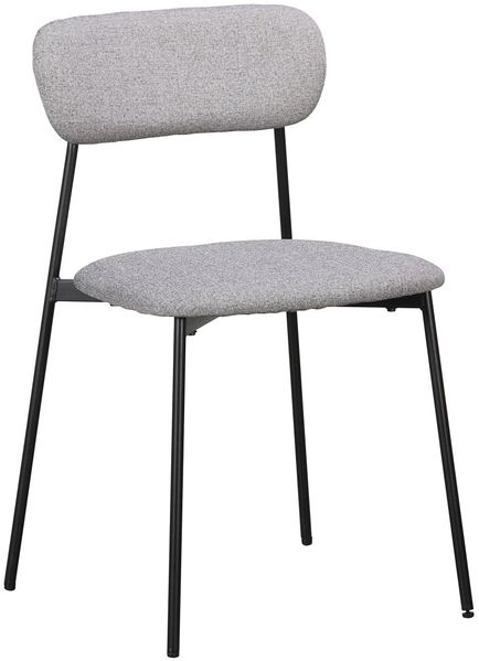 Esszimmerstuhl Akina 4er-Set Stoff, modern gepolstert, Dunkelgrau, Metallgestell schwarz