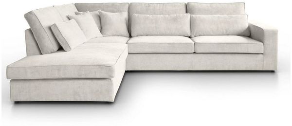 Beautysofa Ecksofa mit dekorativen Kissen PARMA, im modernes Design, klassische Polsterecke inklusive Wellenfedern, Ottomane links oder rechts wählbar