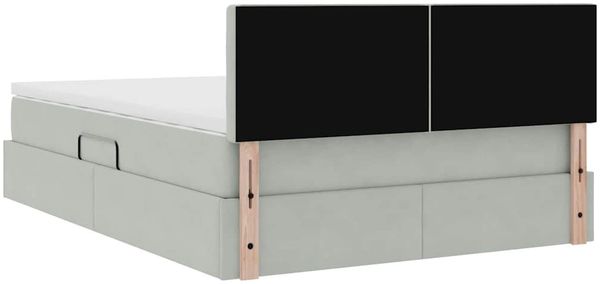 vidaXL LED-Speicherbett mit Matratze Hellgrau 140 x 200 cm Samt 3371517 Bild 12