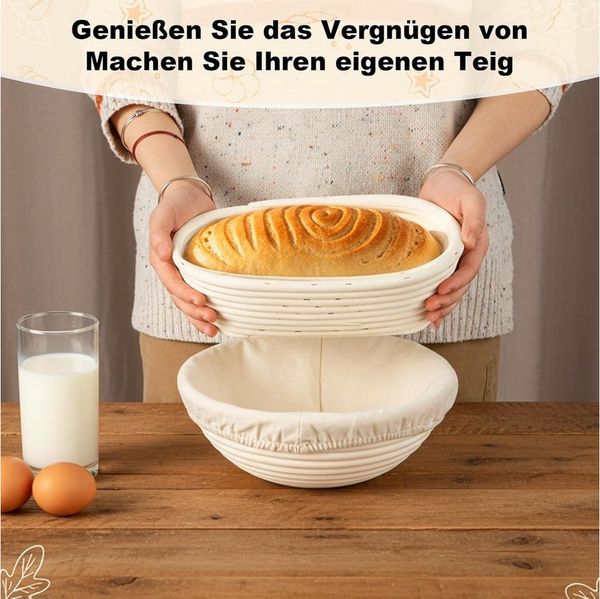 Youyijia Brotbackform Brotkorb Set, 9-Zoll-Rundkorb und 10-Zoll-Ovalkorb für Sauerteigbrot