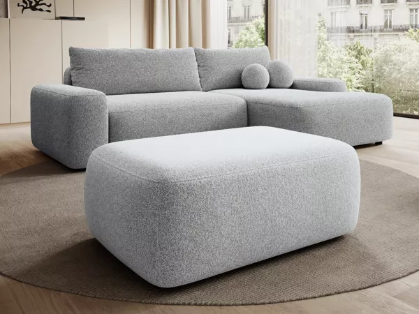 Vente-unique - DAVISO Pouf Stoff Grau - B 68 cm x H 38 cm x L 100 cm