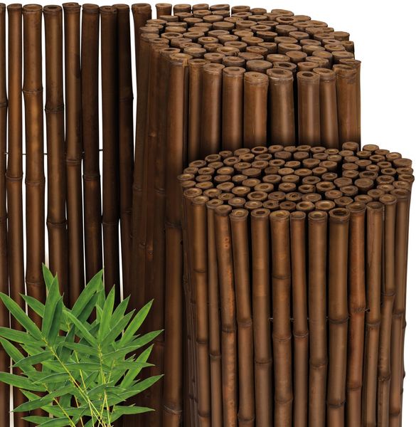 Sol Royal Premium Bambus Sichtschutz Zaun 90x250 cm B23 Dunkelbraun – hochwertig gehärtete Bambusrohre Ø 2-3cm, witterungsbeständiger Bambuszaun Indoor & Outdoor, Balkon Sichtschutz