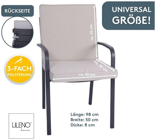 LILENO HOME Polsterauflage Niedriglehner, bequeme Sitzauflage für Gartenmöbel, Stuhlkissen, (1er Set), Gartenstuhl Auflage in Creme, Sitzpolster waschbar
