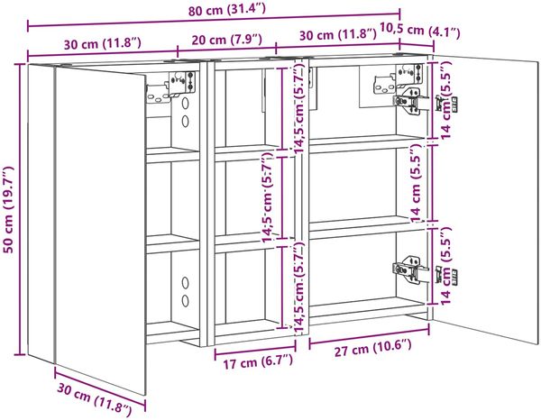 vidaXL Badezimmerschrank-Set 3 pcs 80 x 10,5 x 50 cm Holzwerkstoff 3403653 Bild 12