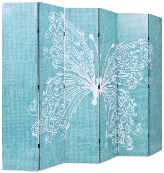 vidaXL Raumteiler klappbar 228 x 170 cm Schmetterling Blau 245888 Bild 1
