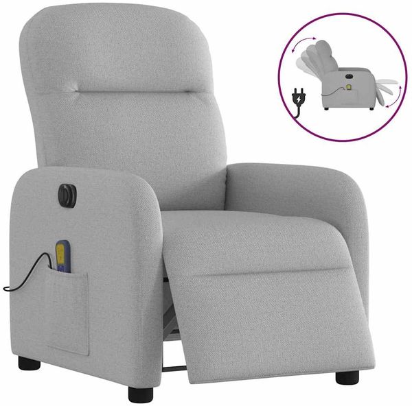 vidaXL Massagesessel Elektrisch Wolkengrau Stoff 3302971