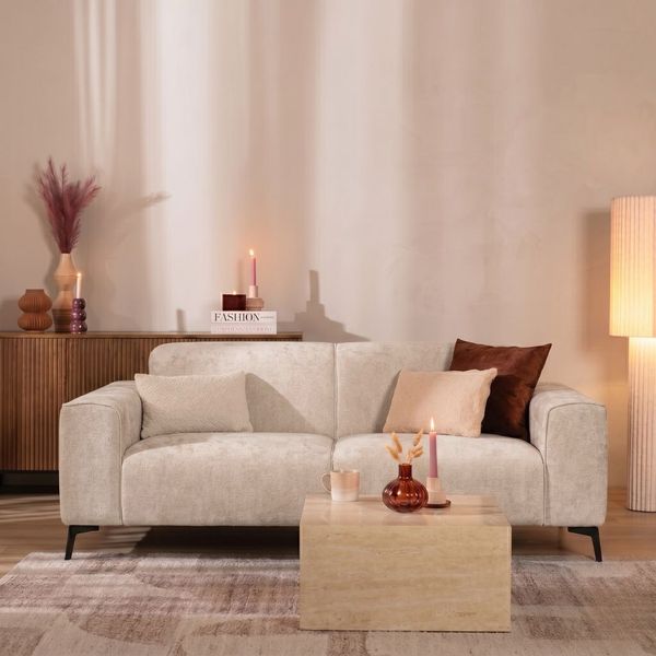 Bronx71 Design Sofa Vegas 2,5-Sitzer Chenille weiß/beige