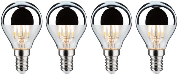 Paulmann 5077 Leuchtmittel Bundle 4x LED Tropfen Kopfspiegel silber 4x4,8 Watt E14 2700K