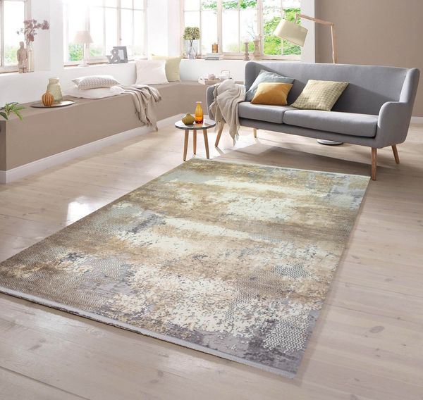 TeppichHome24 Teppich Teppich abstrakt aus Naturfasern in beige grau creme, rechteckig
