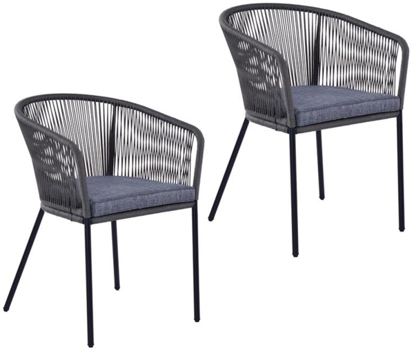 Gartenstuhl Lounge Stuhl 2er Set Gartensessel Rope Loungesessel Outdoor Grau